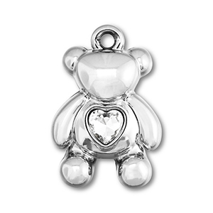 Ciondoli accattivanti orsetto con cuore argento