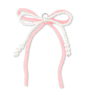 Ciondoli accattivanti doppio fiocco bianco-rosa