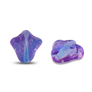 Perline Rep. Ceca lily flower 9x8mm trasparente blu-viola