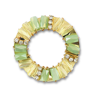 Orecchini sfaccettati tonda verde clairo-transparente AB-oro