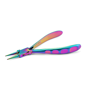 Beadsmith Chroma pinza a becchi tondi con molla Titanio arcobaleno