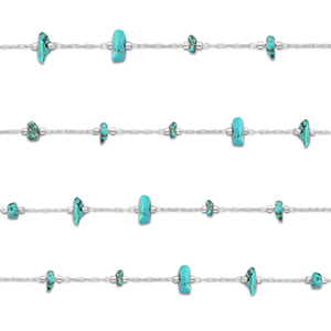 Componenti in acciaio inossidabile catena a rol&ograve; Howlite irregolare argento-turchese