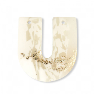 Pendenti di polimero a forma di U biancastro-beige-oro
