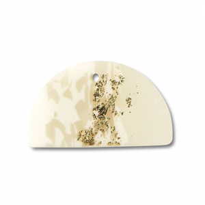Pendenti di polimero semi-rotondo biancastro-beige-oro