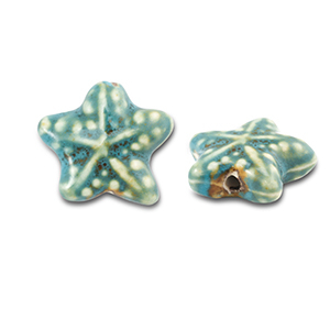 Perline di ceramica stella marina blu ottanio