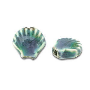 Perline di ceramica conchiglia blu ottanio