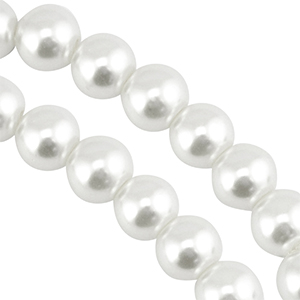 Perline di vetro con effetto perlato 10mm bianco