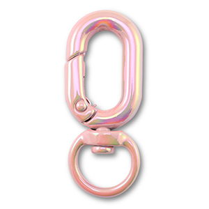 Componenti colorati anello bris&eacute; portachiavi ovale rosa-rivestimento AB