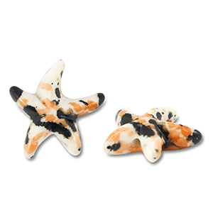 Perline di ceramica stella marina biancastro-nero-marrone