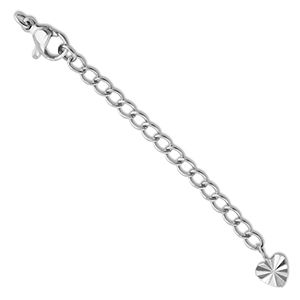 Componenti in acciaio inossidabile allungatrice set cuore con chiusura moschettone argento