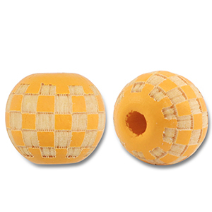 Perline di legno tonde 10mm con motivo arancia chiaro-naturale