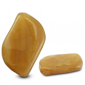 Perline in pietra naturale Calcedonio & Agata foglia venature trasparente giallo ocra-marrone ocra