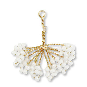 Pendenti con perline di vetro fiore oro-bianco