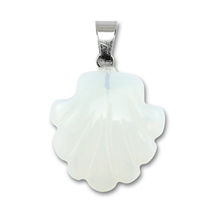 Ciondolo in pietra naturale vetro conchiglia transparente bianco