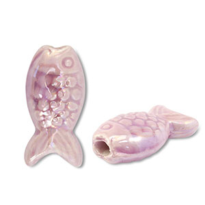 Perline di ceramica greca DQ pesce lilla