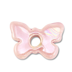 Perline di ceramica greca DQ farfalla rosa chiaro