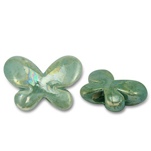 Perline di ceramica greca DQ farfalla verde turchese&nbsp;