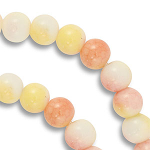 Perline di vetro 8mm rosa-giallo-bianco