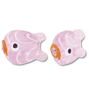 Perline di vetro dipinte a mano pesce rosa-arancione