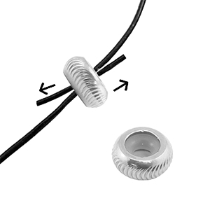 Componenti in acciaio inossidabile chiusura con perline scorrevoli con motivo 6mm argento