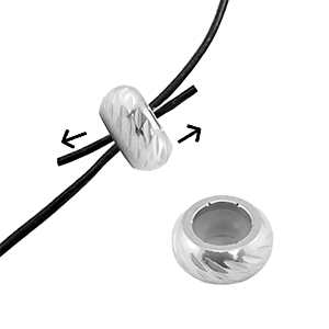 Componenti in acciaio inossidabile chiusura con perline scorrevoli con motivo 10mm argento