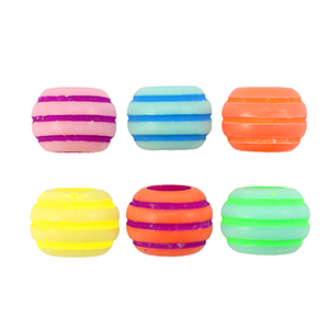 Perline in acrilico rotonde con righe multicolore