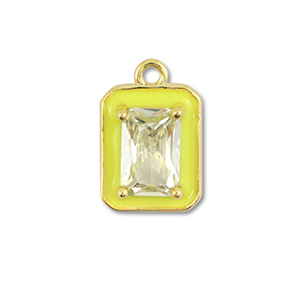 Metallo TQ in ottone ciondolo rettangolo oro-giallo neon-giallo chiaro
