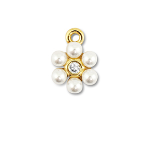 Metallo TQ in ottone ciondolo fiore con perline oro-bianco