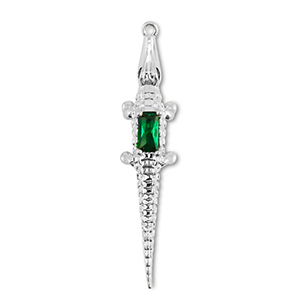 Metallo TQ in ottone ciondolo cocodrillo argento-verde scuro