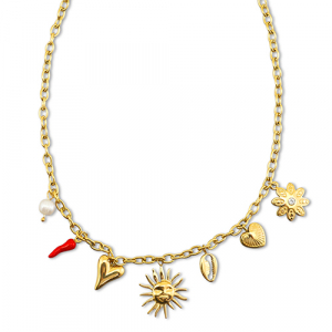 Collane in acciaio inossidabile con ciondolo estate oro-rosso-bianco