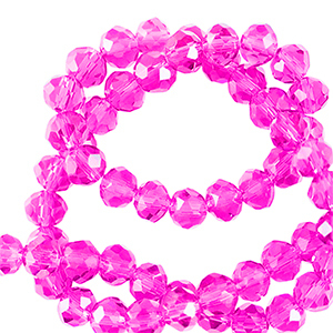 Perline sfaccettate 6x4mm rondella rosa neon