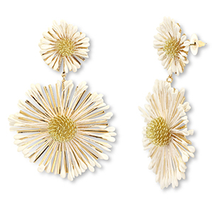 Orecchini rafia alla moda fiore biancastro-oro