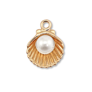 Ciondoli di metallo smalto conchiglia con perla oro-bianco