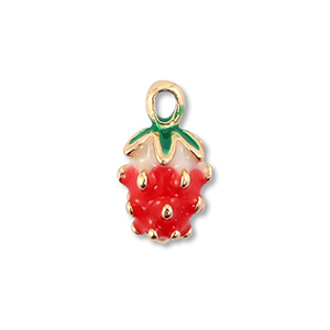 Ciondoli di metallo smalto fragola oro-rosso-verde