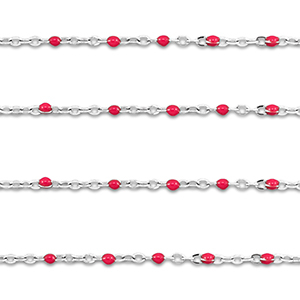 Componenti in acciaio inossidabile 1mm catena argento-rosso ciliegia