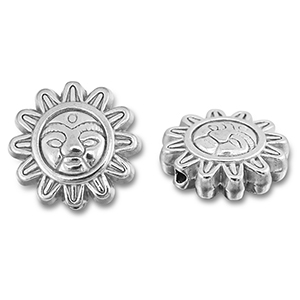 Perline in acciaio inossidabile fiore con faccia argento
