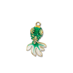 Ciondoli in ottone Eco-brass&reg; pesce oro-verde-bianco