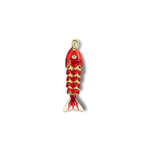Ciondoli in ottone Eco-brass&reg; pesce oro-rosso-bianco