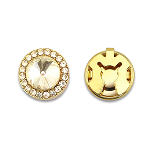 Copri bottoni in ottone Eco-brass&reg; zircone tonda oro-cristallo