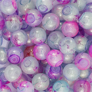 Perline di vetro con glitterato 8mm multicolore viola-oro