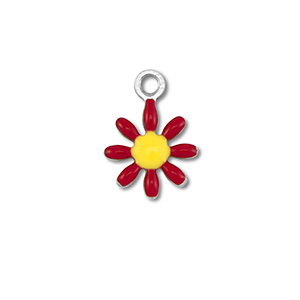 Ciondoli in acciaio inossidabile fiore argento-rosso scuro-giallo