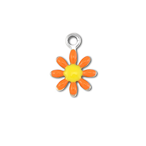Ciondoli in acciaio inossidabile fiore argento-arancione-giallo