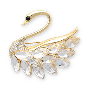 Broches cigno oro-transparente-nero