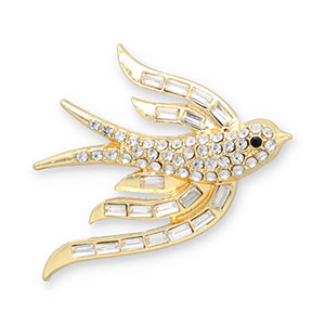 Broches rondine oro-transparente-nero