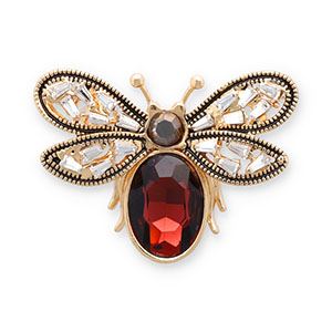 Broches farfalla oro-rosso scuro-grigio-trasparente