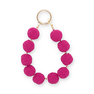 Portachiavi pompon rosa magenta-oro