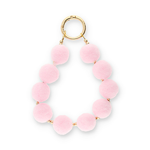Portachiavi pompon rosa chiaro-oro