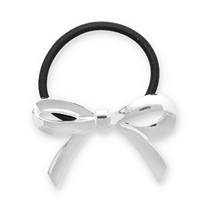 Accessori per capelli elastici per capelli con metallo fiocco argento-nero