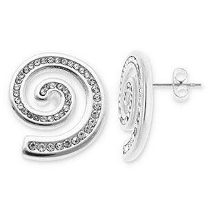 Orecchini in acciaio inossidabil spirale con strass argento-trasparente