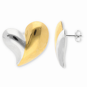 Orecchini in acciaio inossidabile cuore oro-argento